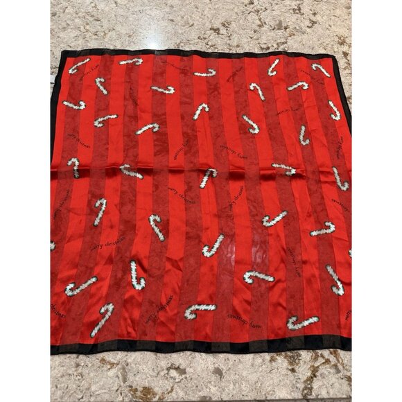 Elaine Gold Silk Red Scarf Christmas Collection XIIX Hand Rolled Edge 21” Square - Picture 3 of 7